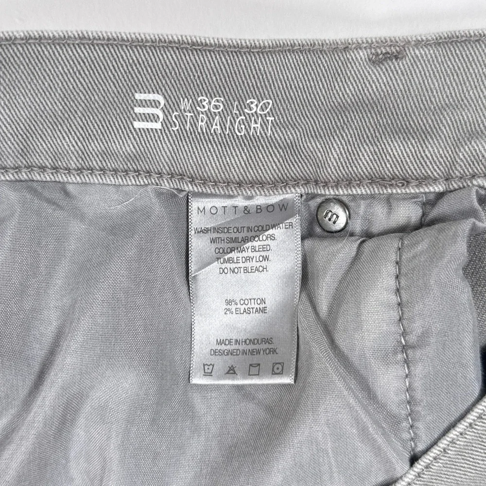 Mott & Bow Jeans Mens 36x30 Gray Twill Stretch Minimalist Mercer Straight Pants - Picture 3 of 9